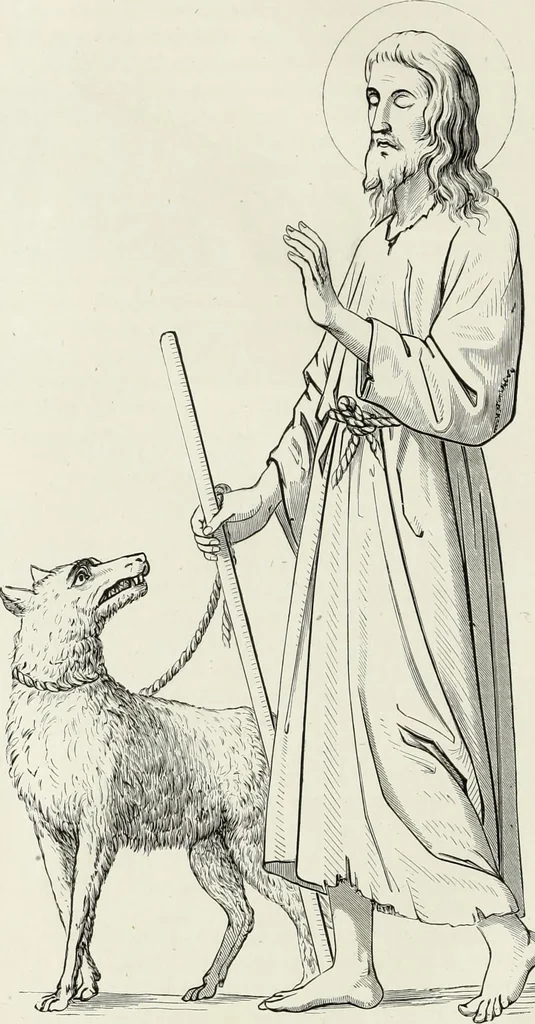 An illustration from Caractâeristiques des saints dans l'art populaire, 1867, leaf 95