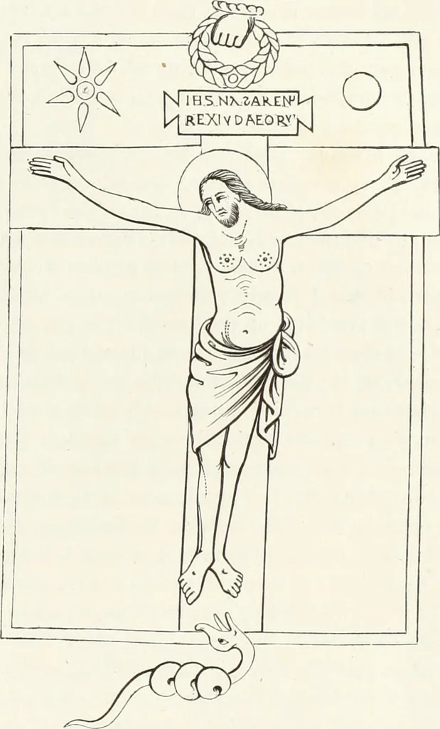 An illustration from Caractâeristiques des saints dans l'art populaire, 1867, leaf 98