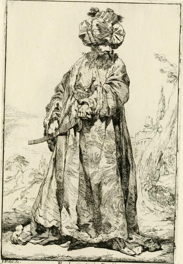 An illustration from Caravanne du sultan ala Mecque; mascarade turque donnée a Rome par Messieurs les pensionnaires de l'Academie de France et leurs amis au Carnaval de l'année 1748. Dediée à messire Iean Francois de Troy, ecuïer, conseiller sécrétaire du Roi, chevalier de l'Ordre de S. Michel, directeur de l'Academie roïale de France a Rome, ancien Recteur de celle de Paris, et ancien Prince de l'Academie de S. Luc de Rome &c ..., 1749, leaf 16