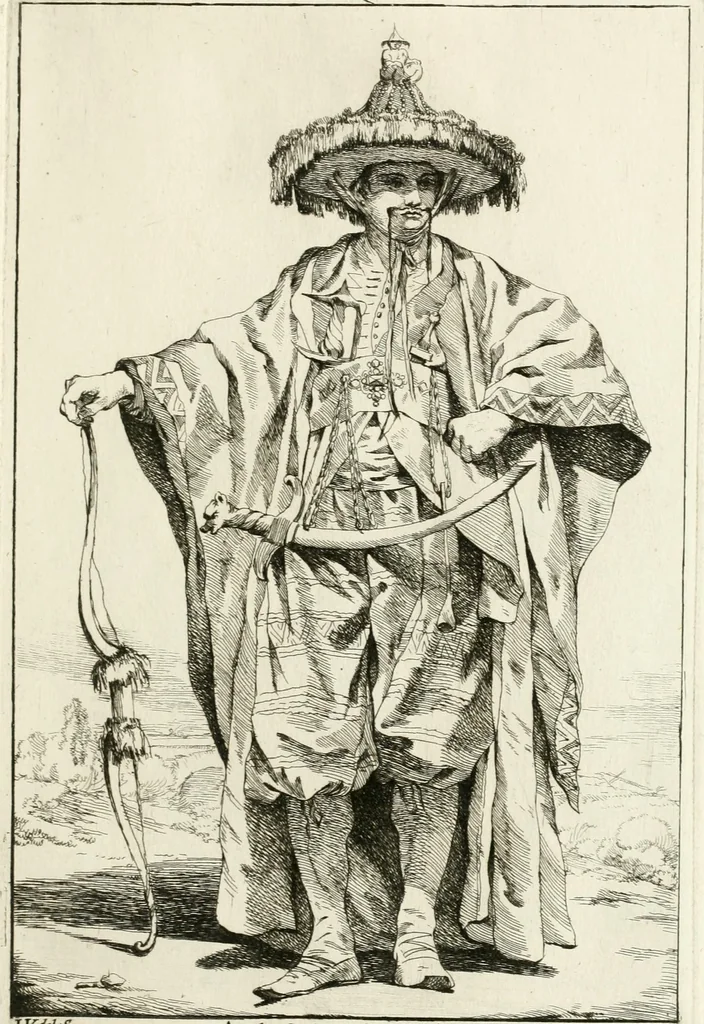 An illustration from Caravanne du sultan ala Mecque; mascarade turque donnée a Rome par Messieurs les pensionnaires de l'Academie de France et leurs amis au Carnaval de l'année 1748. Dediée à messire Iean Francois de Troy, ecuïer, conseiller sécrétaire du Roi, chevalier de l'Ordre de S. Michel, directeur de l'Academie roïale de France a Rome, ancien Recteur de celle de Paris, et ancien Prince de l'Academie de S. Luc de Rome &c ..., 1749, leaf 38