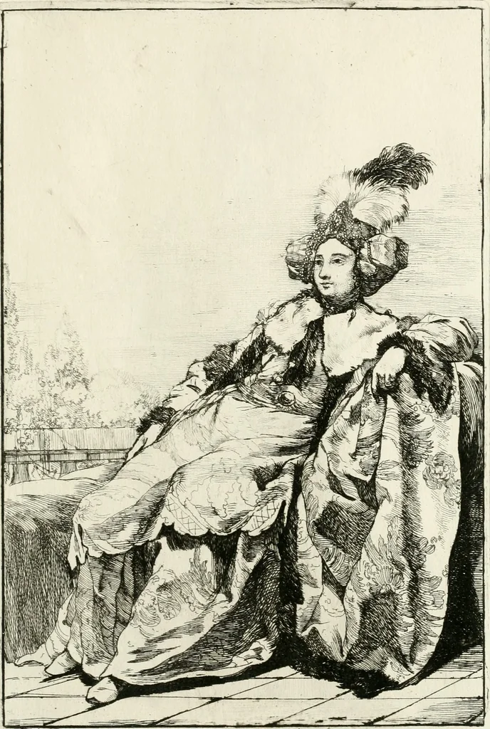 An illustration from Caravanne du sultan ala Mecque; mascarade turque donnée a Rome par Messieurs les pensionnaires de l'Academie de France et leurs amis au Carnaval de l'année 1748. Dediée à messire Iean Francois de Troy, ecuïer, conseiller sécrétaire du Roi, chevalier de l'Ordre de S. Michel, directeur de l'Academie roïale de France a Rome, ancien Recteur de celle de Paris, et ancien Prince de l'Academie de S. Luc de Rome &c ..., 1749, leaf 54