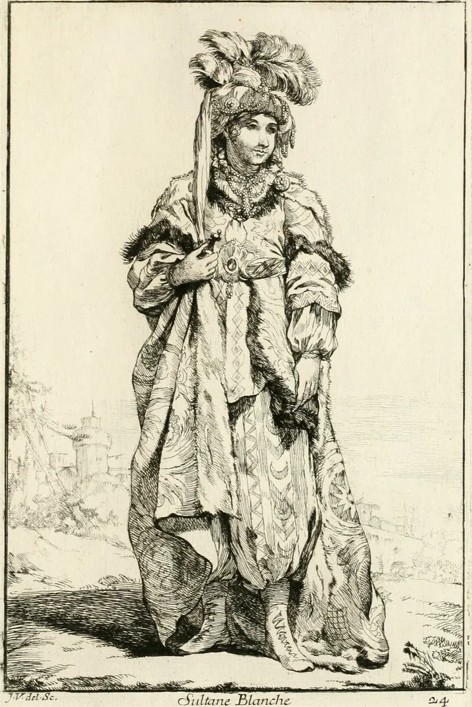 An illustration from Caravanne du sultan ala Mecque; mascarade turque donnée a Rome par Messieurs les pensionnaires de l'Academie de France et leurs amis au Carnaval de l'année 1748. Dediée à messire Iean Francois de Troy, ecuïer, conseiller sécrétaire du Roi, chevalier de l'Ordre de S. Michel, directeur de l'Academie roïale de France a Rome, ancien Recteur de celle de Paris, et ancien Prince de l'Academie de S. Luc de Rome &c ..., 1749, leaf 56