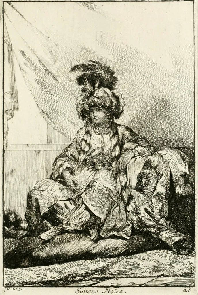 An illustration from Caravanne du sultan ala Mecque; mascarade turque donnée a Rome par Messieurs les pensionnaires de l'Academie de France et leurs amis au Carnaval de l'année 1748. Dediée à messire Iean Francois de Troy, ecuïer, conseiller sécrétaire du Roi, chevalier de l'Ordre de S. Michel, directeur de l'Academie roïale de France a Rome, ancien Recteur de celle de Paris, et ancien Prince de l'Academie de S. Luc de Rome &c ..., 1749, leaf 64