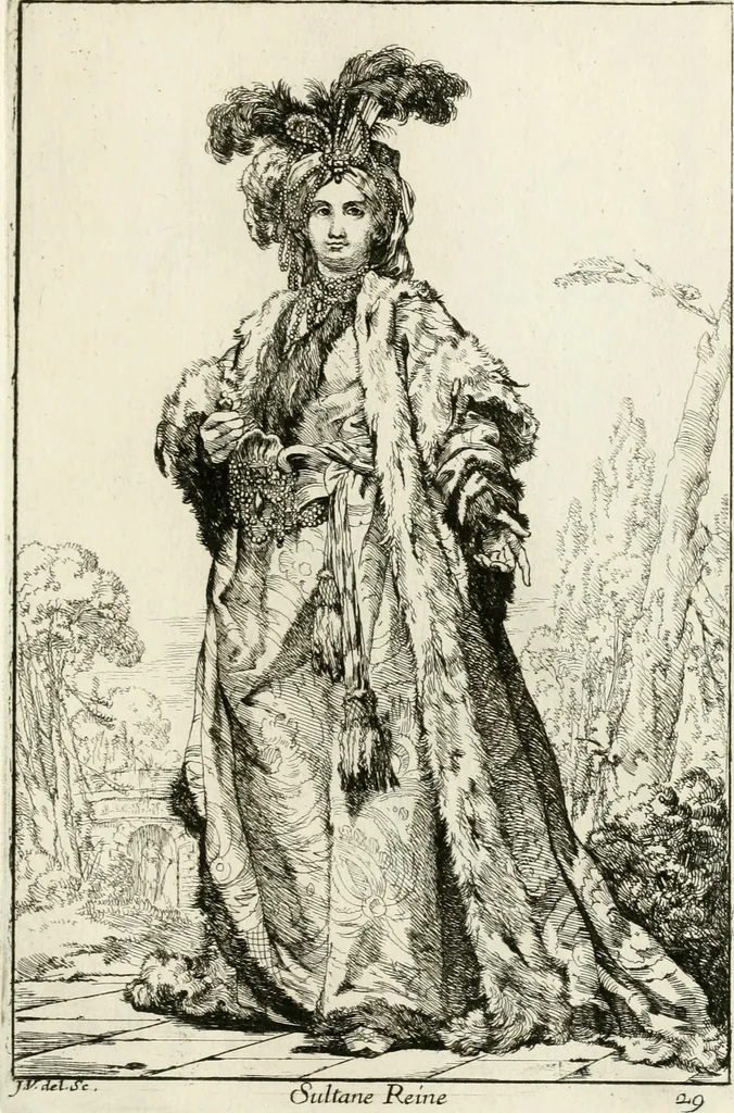 An illustration from Caravanne du sultan ala Mecque; mascarade turque donnée a Rome par Messieurs les pensionnaires de l'Academie de France et leurs amis au Carnaval de l'année 1748. Dediée à messire Iean Francois de Troy, ecuïer, conseiller sécrétaire du Roi, chevalier de l'Ordre de S. Michel, directeur de l'Academie roïale de France a Rome, ancien Recteur de celle de Paris, et ancien Prince de l'Academie de S. Luc de Rome &c ..., 1749, leaf 66