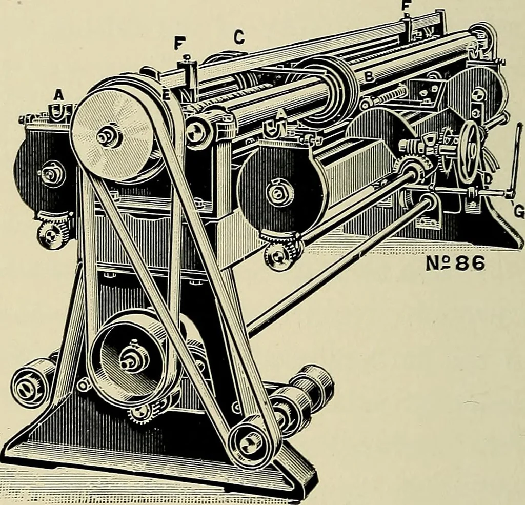 An illustration from Card grinding in theory and practice : a treatise upon the various methods of grinding card clothing used by spinners of cotton, wool, silk, and other textile fibres, 1922, leaf 101