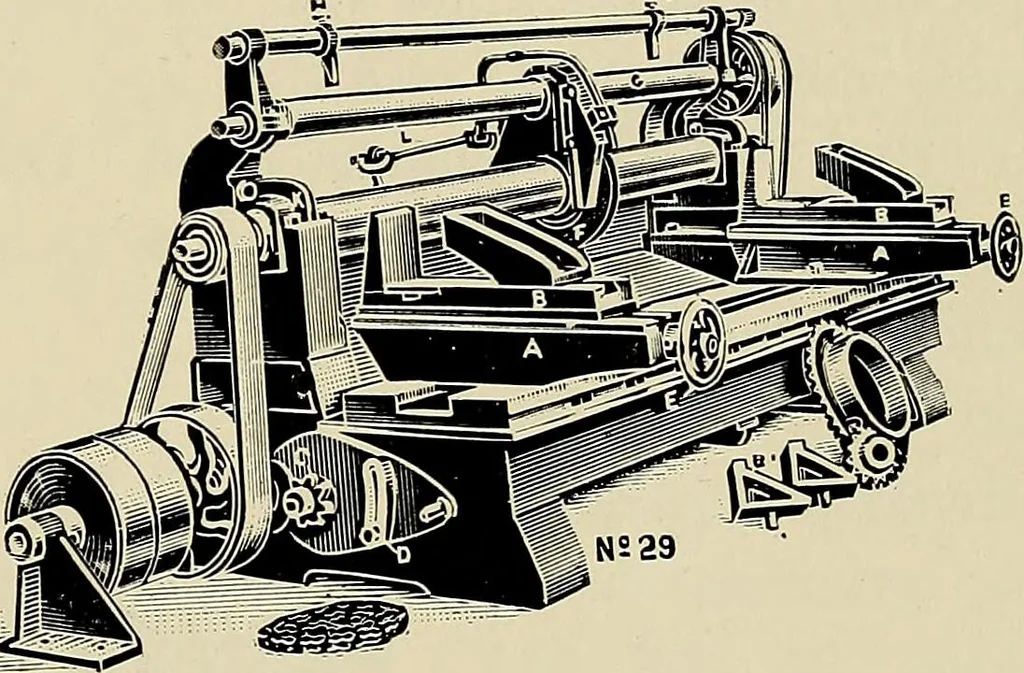 An illustration from Card grinding in theory and practice : a treatise upon the various methods of grinding card clothing used by spinners of cotton, wool, silk, and other textile fibres, 1922, leaf 106
