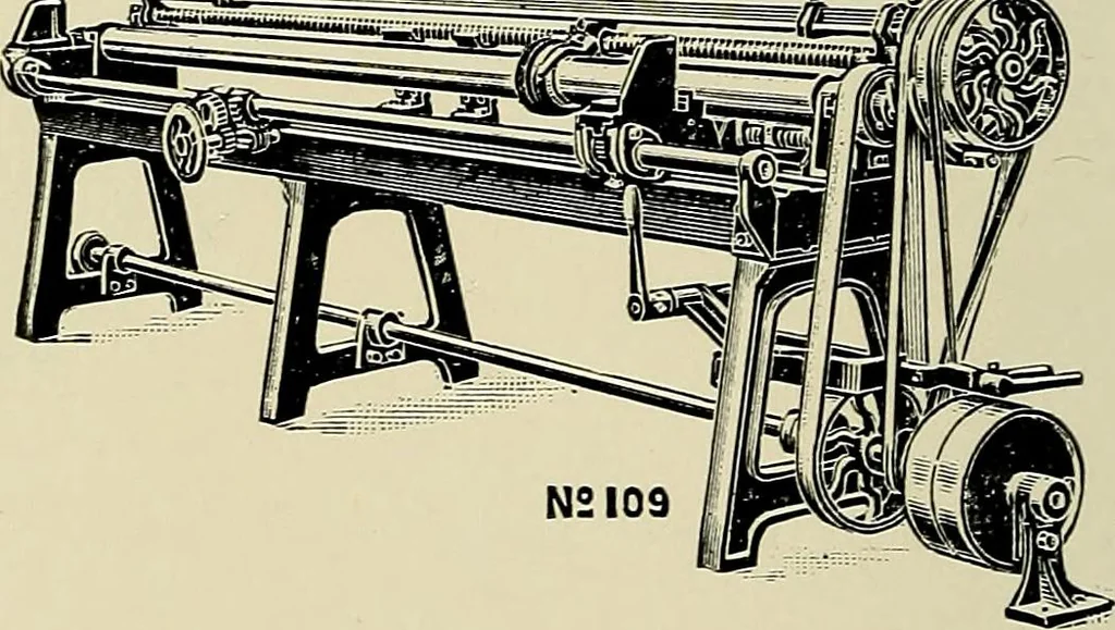 An illustration from Card grinding in theory and practice : a treatise upon the various methods of grinding card clothing used by spinners of cotton, wool, silk, and other textile fibres, 1922, leaf 109