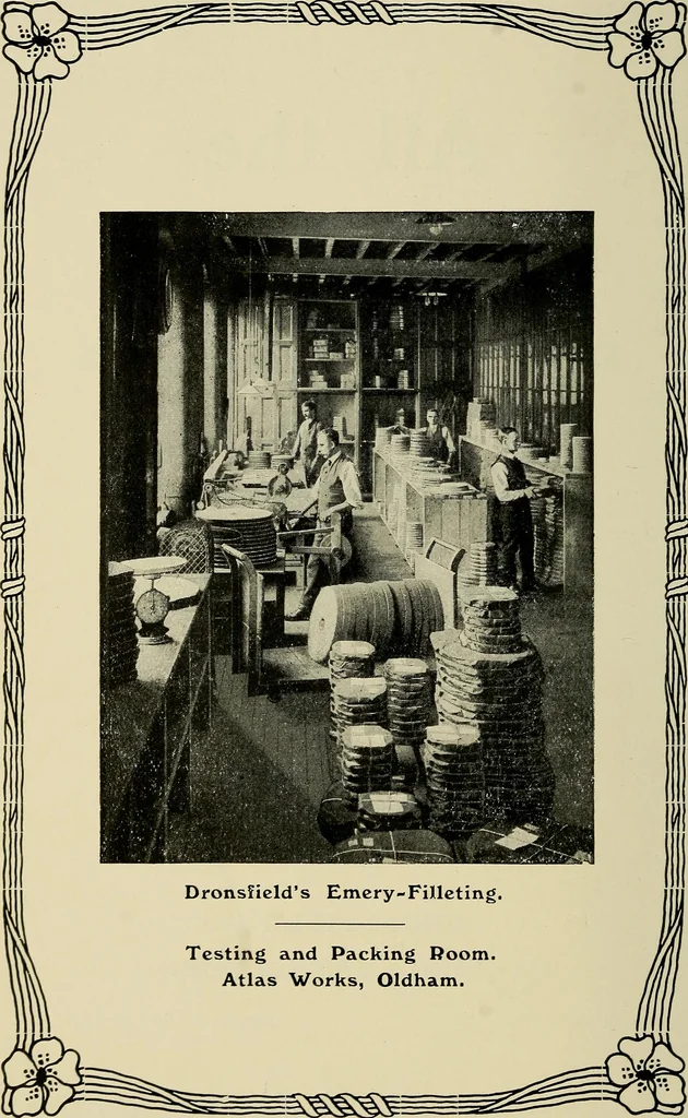 An illustration from Card grinding in theory and practice : a treatise upon the various methods of grinding card clothing used by spinners of cotton, wool, silk, and other textile fibres, 1922, leaf 141