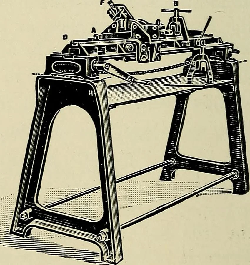 An illustration from Card grinding in theory and practice : a treatise upon the various methods of grinding card clothing used by spinners of cotton, wool, silk, and other textile fibres, 1922, leaf 45