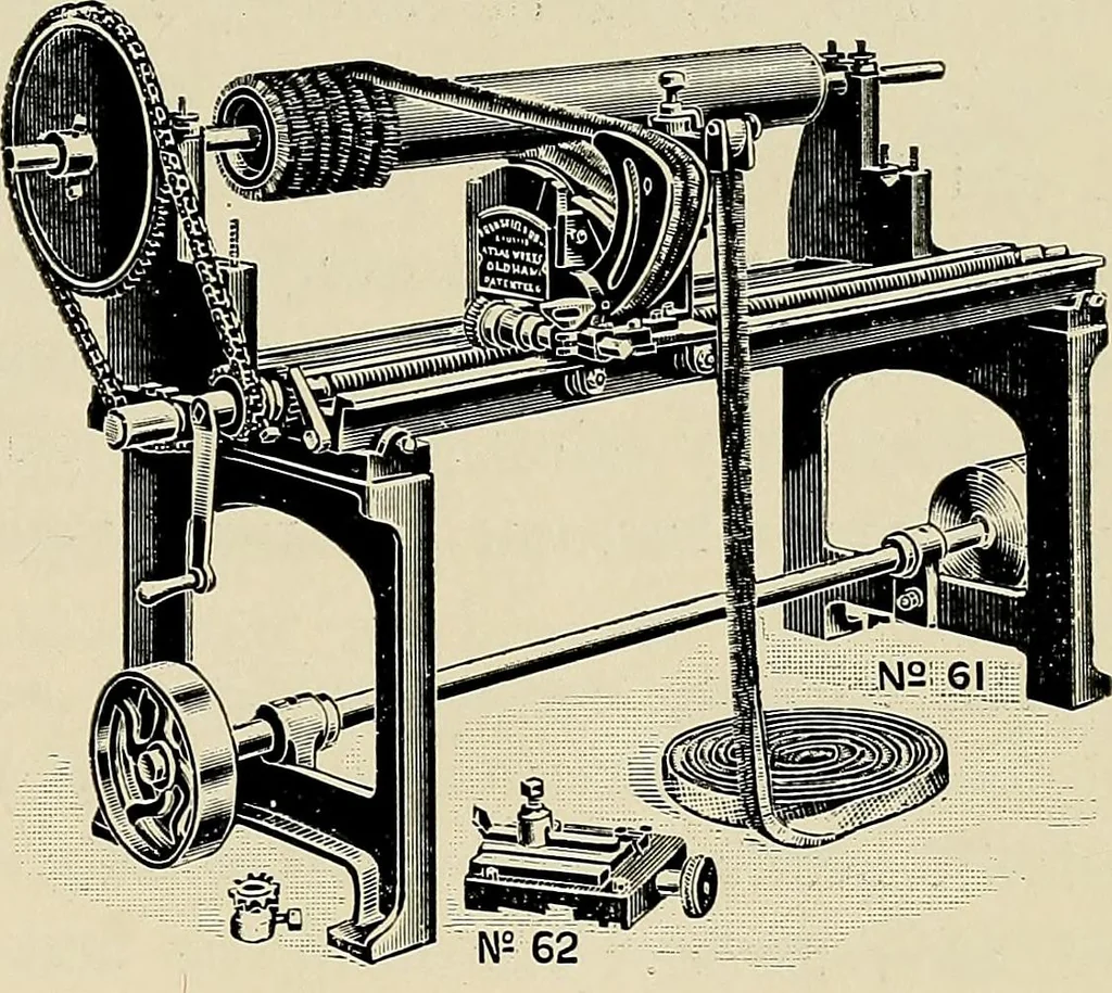 An illustration from Card grinding in theory and practice : a treatise upon the various methods of grinding card clothing used by spinners of cotton, wool, silk, and other textile fibres, 1922, leaf 50