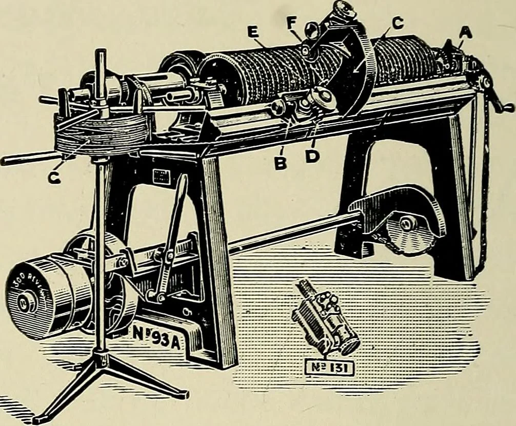 An illustration from Card grinding in theory and practice : a treatise upon the various methods of grinding card clothing used by spinners of cotton, wool, silk, and other textile fibres, 1922, leaf 53