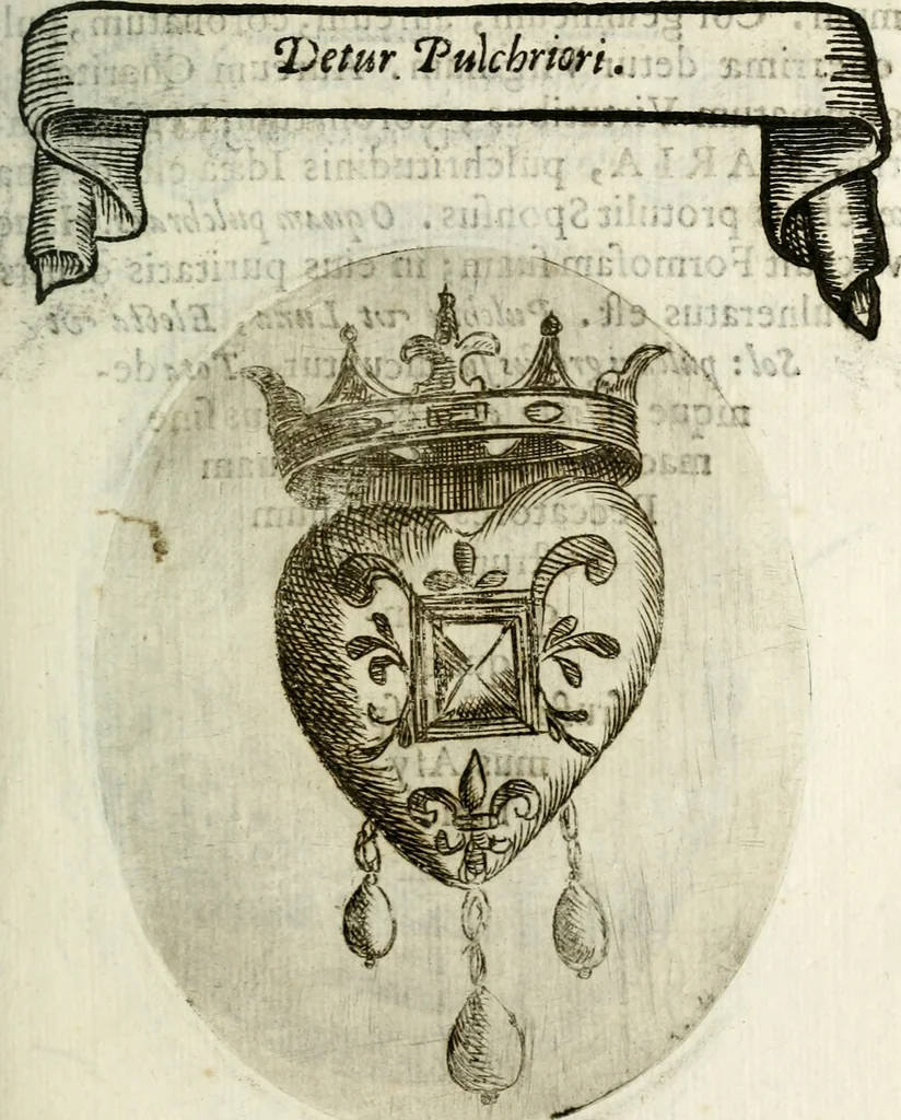 An illustration from Cardiomorpheoseos sive ex corde desumpta emblemata sacra, 1645, leaf 102