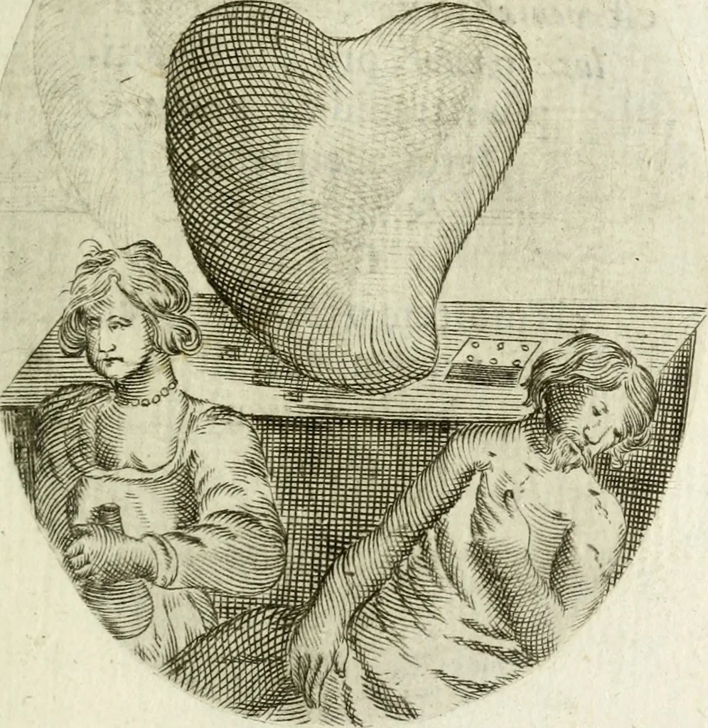 An illustration from Cardiomorpheoseos sive ex corde desumpta emblemata sacra, 1645, leaf 120