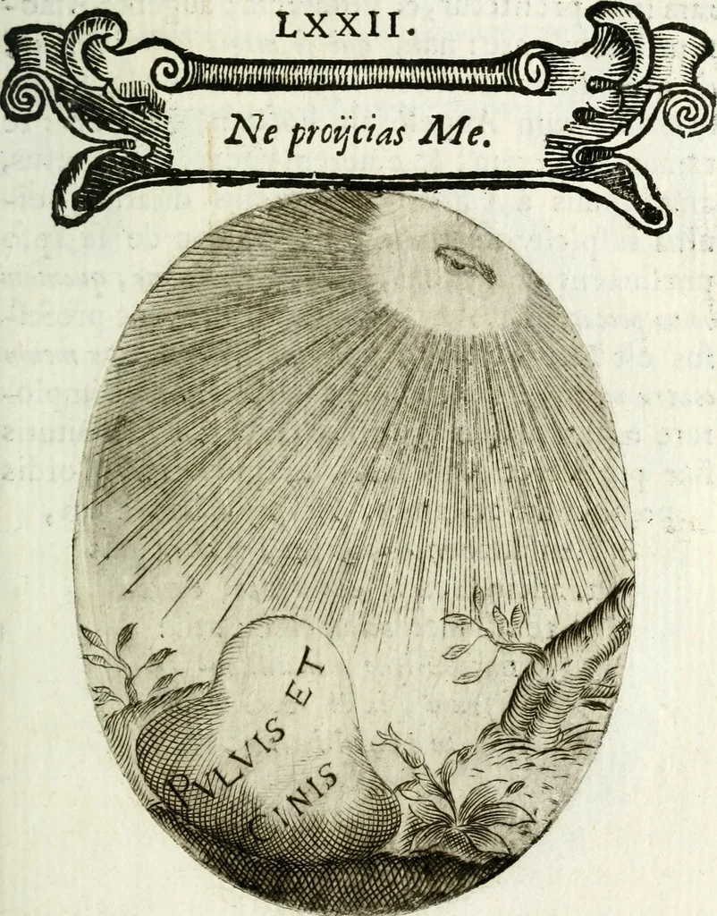 An illustration from Cardiomorpheoseos sive ex corde desumpta emblemata sacra, 1645, leaf 156
