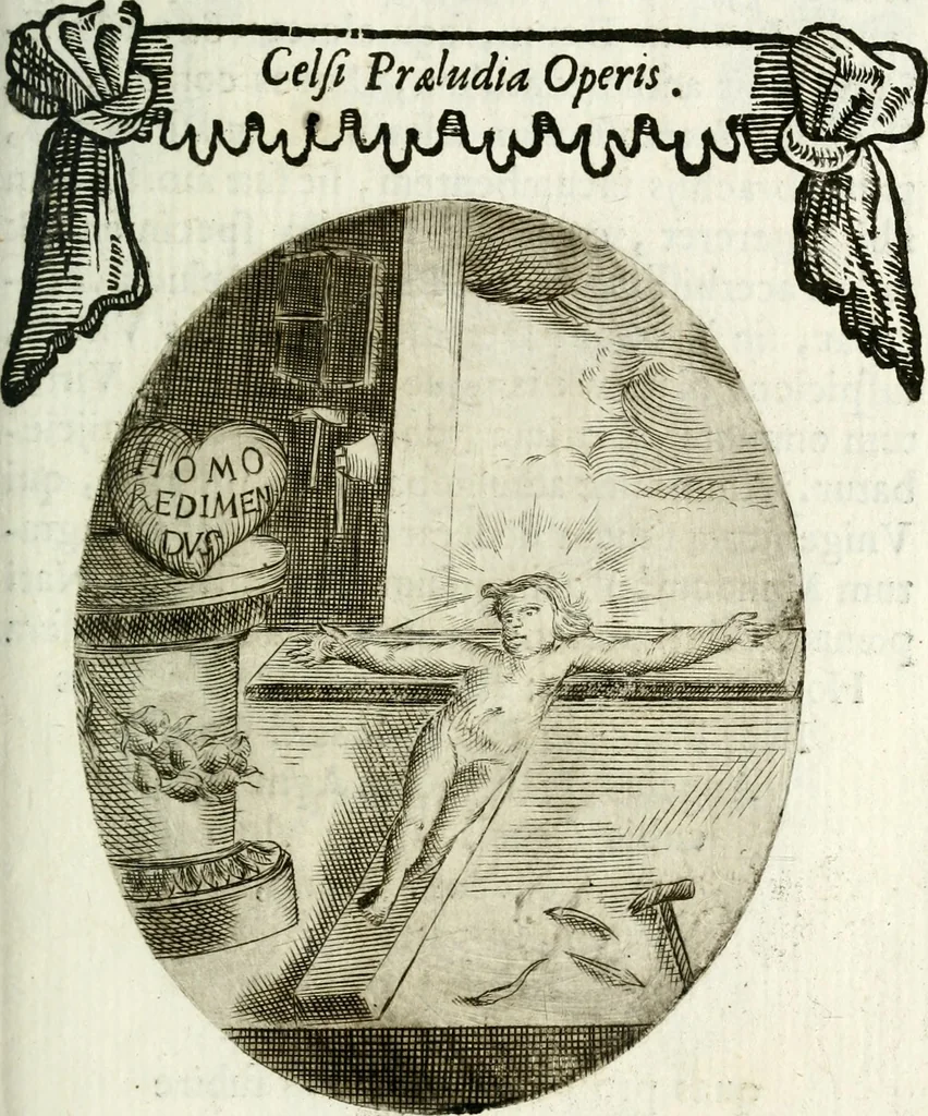 An illustration from Cardiomorpheoseos sive ex corde desumpta emblemata sacra, 1645, leaf 160