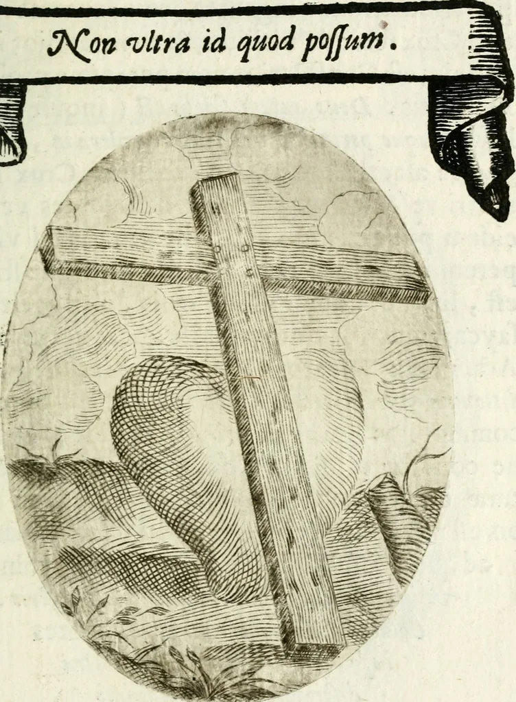 An illustration from Cardiomorpheoseos sive ex corde desumpta emblemata sacra, 1645, leaf 164
