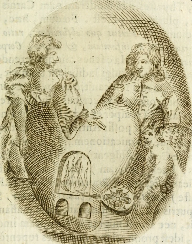 An illustration from Cardiomorpheoseos sive ex corde desumpta emblemata sacra, 1645, leaf 182