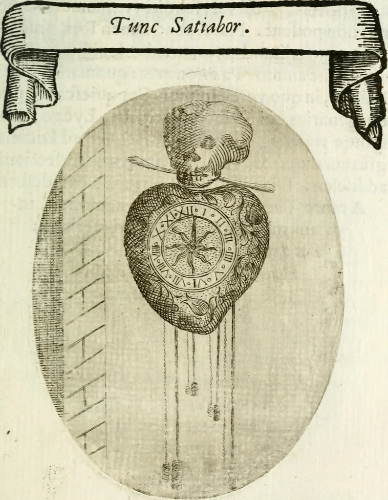 An illustration from Cardiomorpheoseos sive ex corde desumpta emblemata sacra, 1645, leaf 200