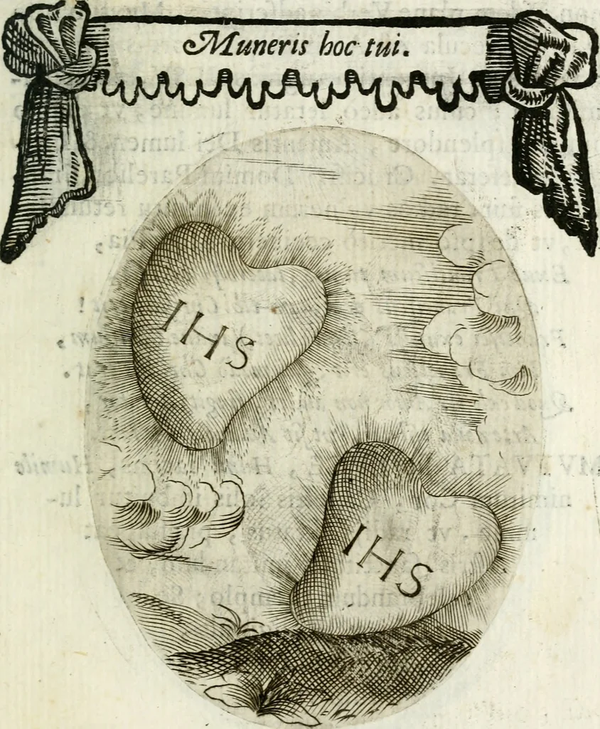 An illustration from Cardiomorpheoseos sive ex corde desumpta emblemata sacra, 1645, leaf 204