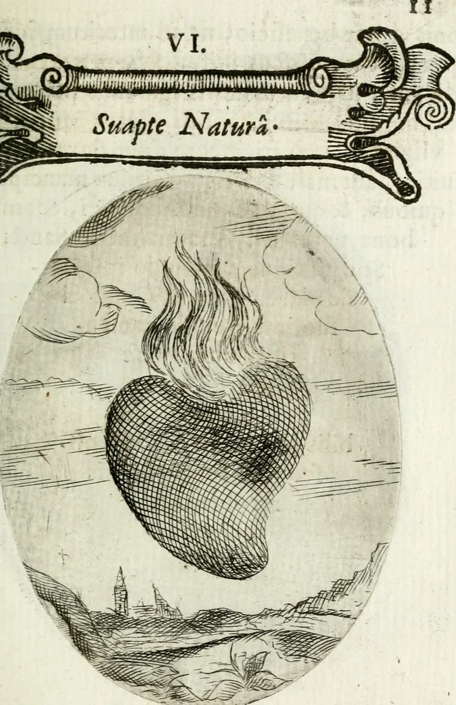 An illustration from Cardiomorpheoseos sive ex corde desumpta emblemata sacra, 1645, leaf 22