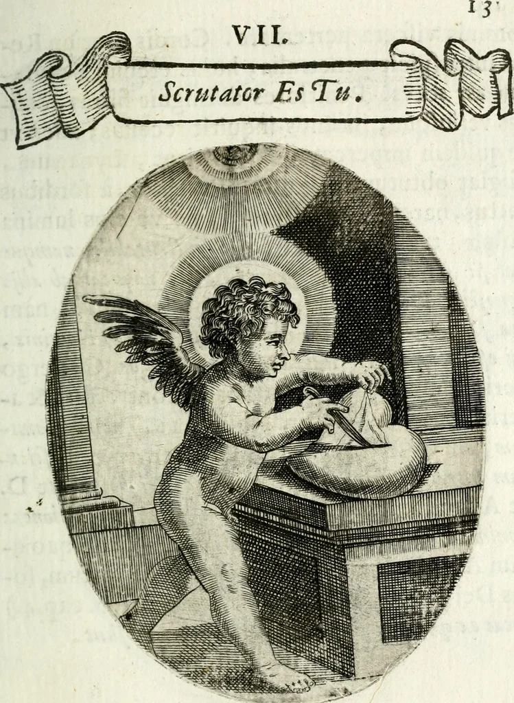 An illustration from Cardiomorpheoseos sive ex corde desumpta emblemata sacra, 1645, leaf 24