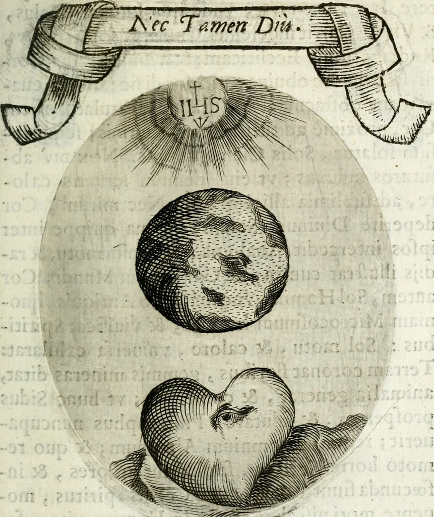 An illustration from Cardiomorpheoseos sive ex corde desumpta emblemata sacra, 1645, leaf 34
