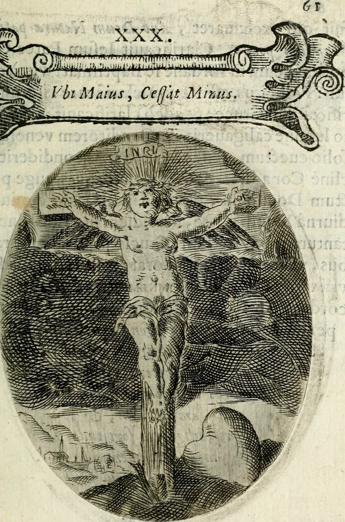 An illustration from Cardiomorpheoseos sive ex corde desumpta emblemata sacra, 1645, leaf 72