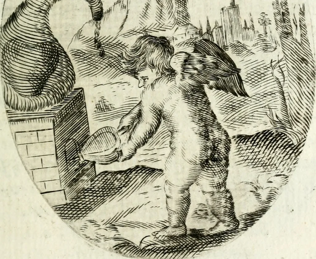 An illustration from Cardiomorpheoseos sive ex corde desumpta emblemata sacra, 1645, leaf 80