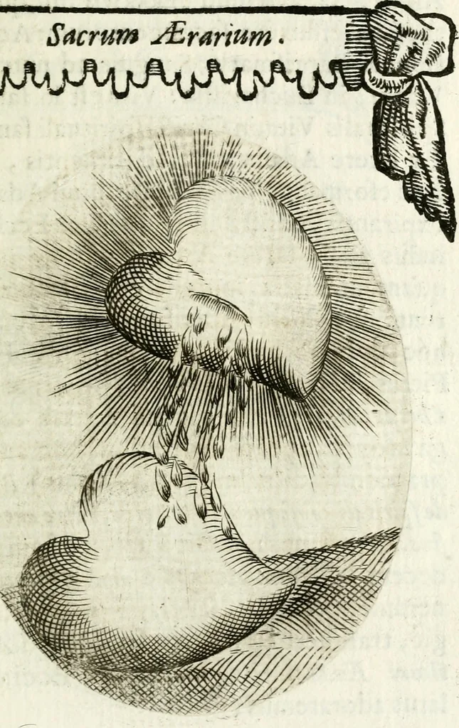 An illustration from Cardiomorpheoseos sive ex corde desumpta emblemata sacra, 1645, leaf 82