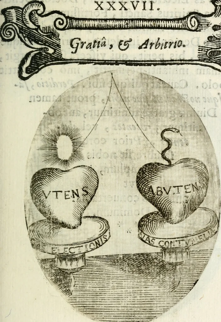An illustration from Cardiomorpheoseos sive ex corde desumpta emblemata sacra, 1645, leaf 86
