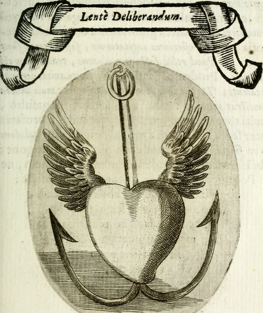 An illustration from Cardiomorpheoseos sive ex corde desumpta emblemata sacra, 1645, leaf 92