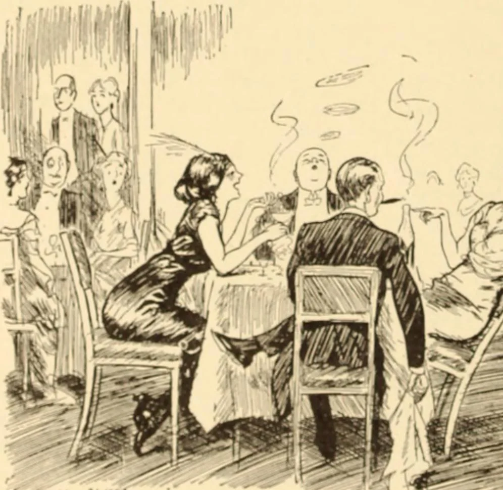 An illustration from Caricature. ed 1908, 1908, leaf 117