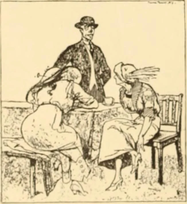 An illustration from Caricature. ed 1908, 1908, leaf 143