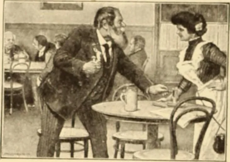 An illustration from Caricature. ed 1908, 1908, leaf 165