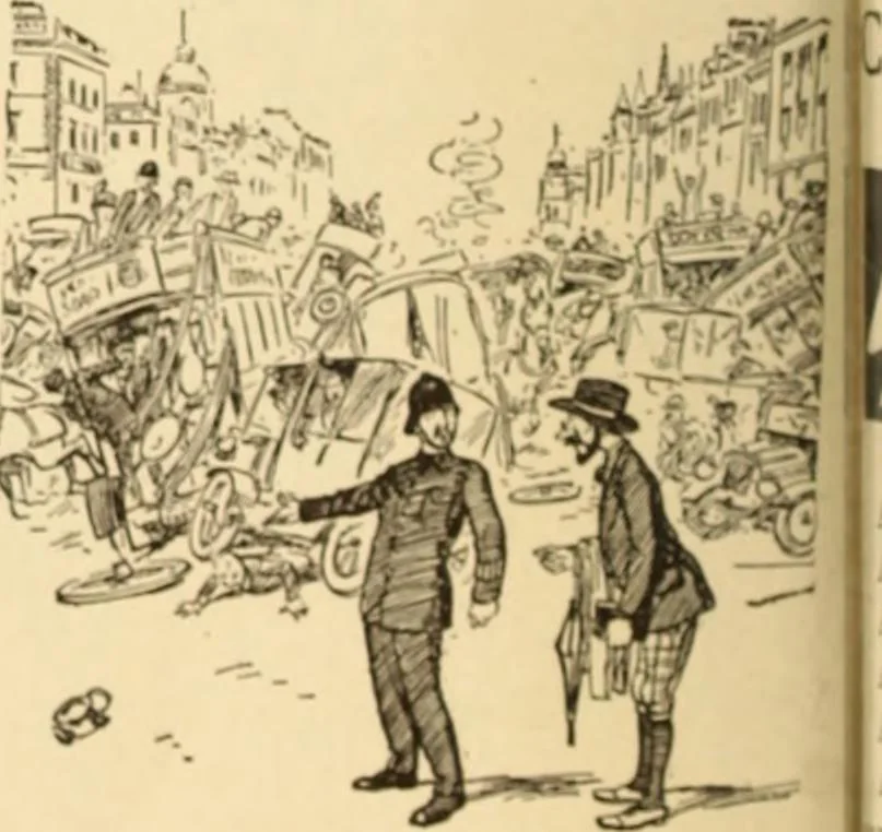 An illustration from Caricature. ed 1908, 1908, leaf 165