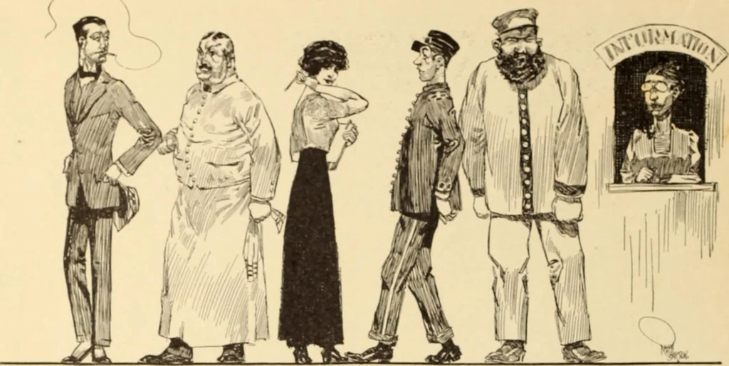 An illustration from Caricature. ed 1908, 1908, leaf 217