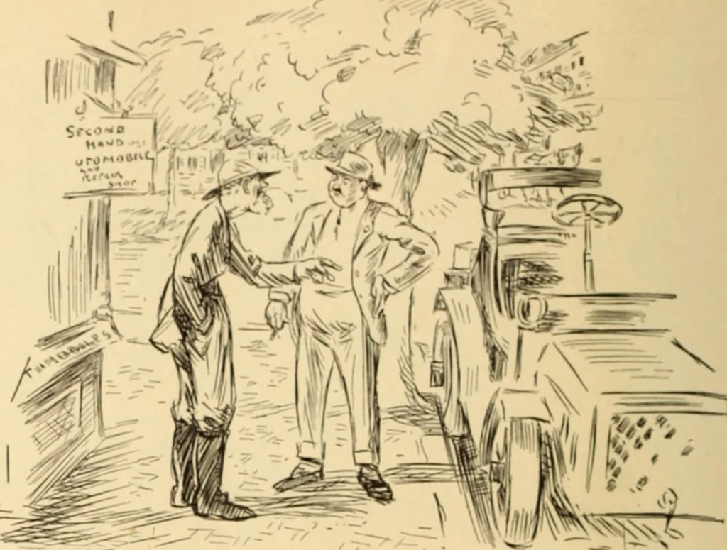 An illustration from Caricature. ed 1908, 1908, leaf 45
