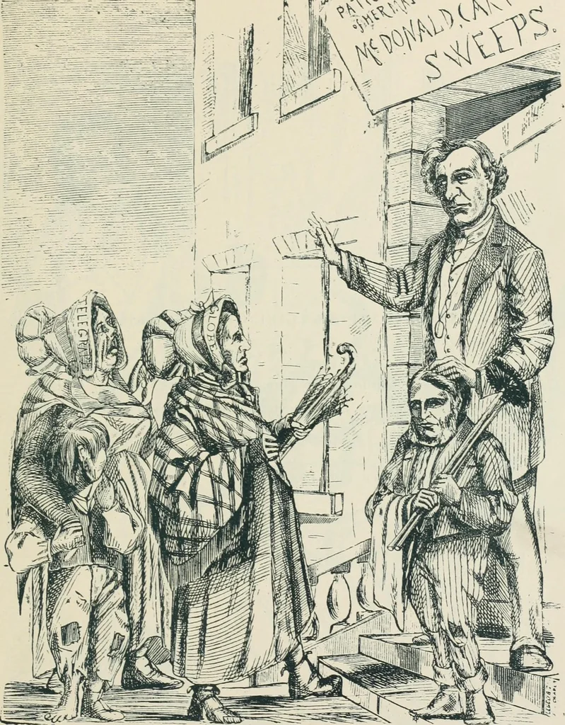 An illustration from A caricature history of Canadian politics : events from the union of 1841, as illustrated by cartoons from "Grip", and various other sources, 1886, leaf 118