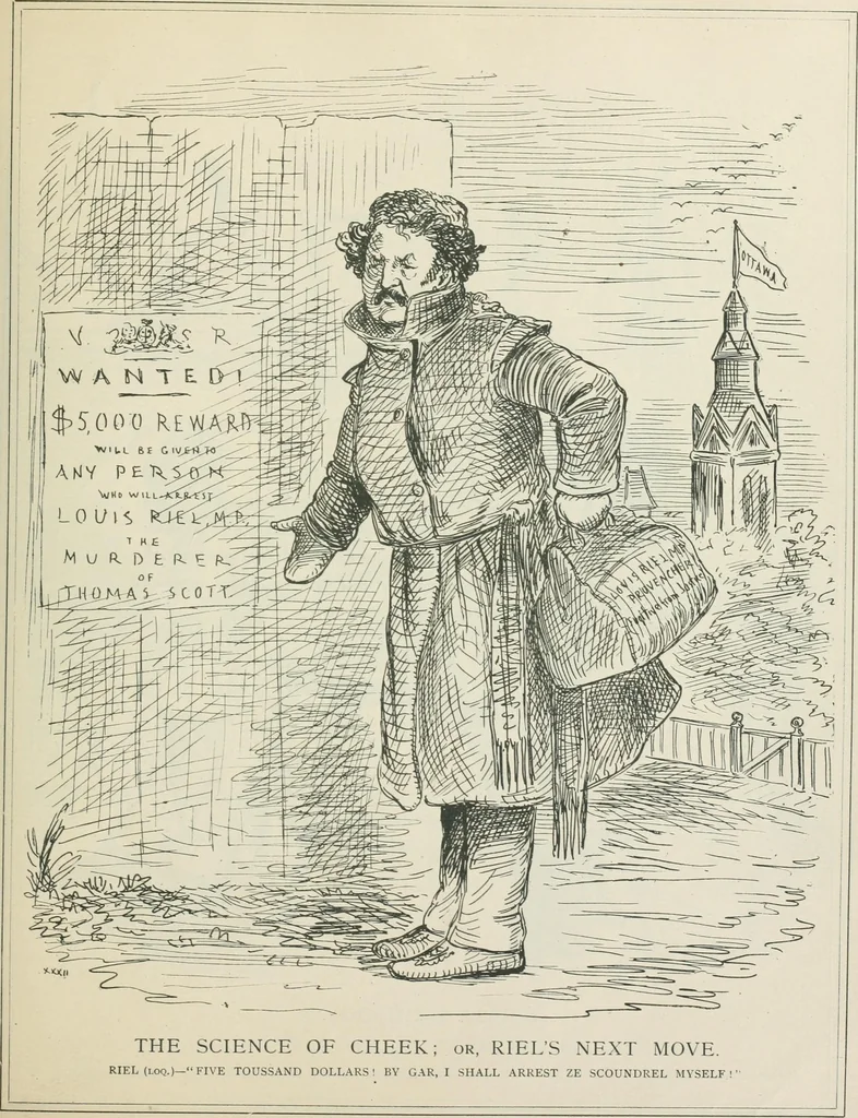 An illustration from A caricature history of Canadian politics : events from the union of 1841, as illustrated by cartoons from "Grip", and various other sources, 1886, leaf 224