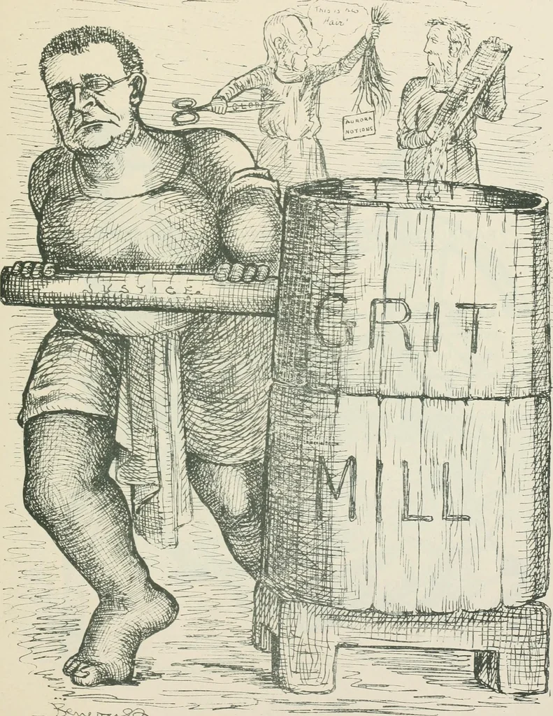 An illustration from A caricature history of Canadian politics : events from the union of 1841, as illustrated by cartoons from "Grip", and various other sources, 1886, leaf 298