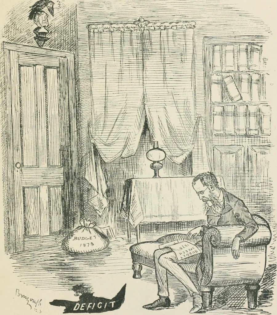 An illustration from A caricature history of Canadian politics : events from the union of 1841, as illustrated by cartoons from "Grip", and various other sources, 1886, leaf 392