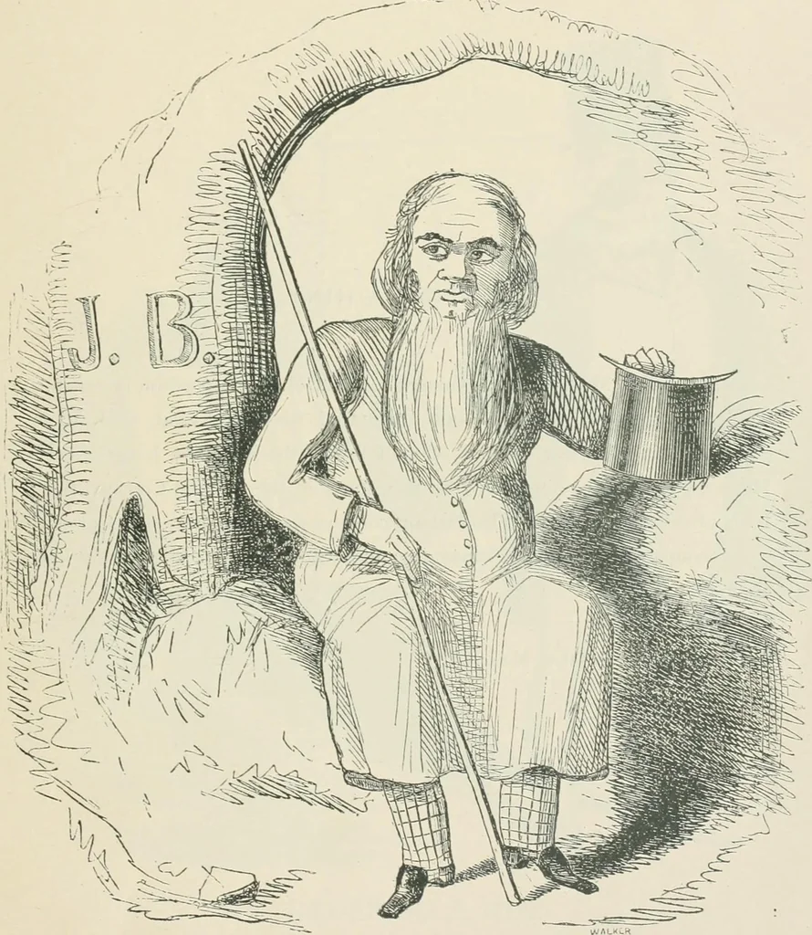 An illustration from A caricature history of Canadian politics : events from the union of 1841, as illustrated by cartoons from "Grip", and various other sources, 1886, leaf 44