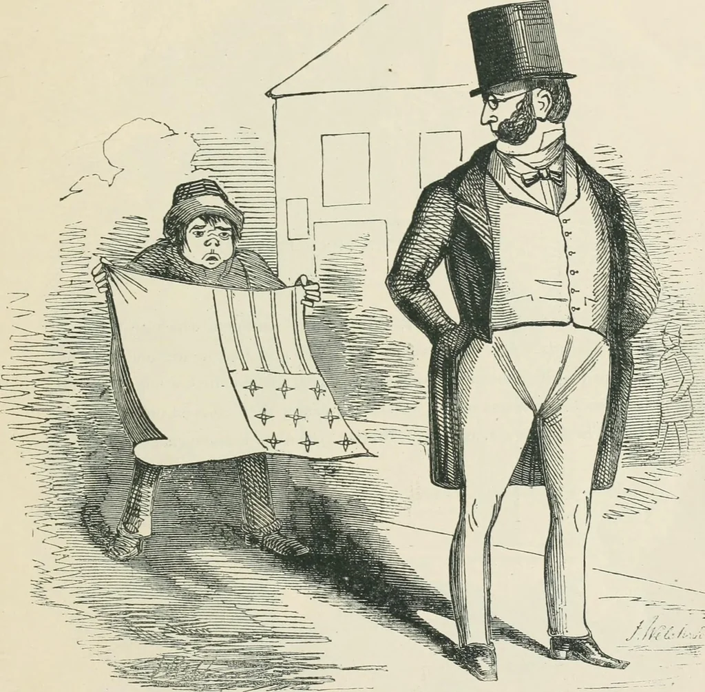 An illustration from A caricature history of Canadian politics : events from the union of 1841, as illustrated by cartoons from "Grip", and various other sources, 1886, leaf 46