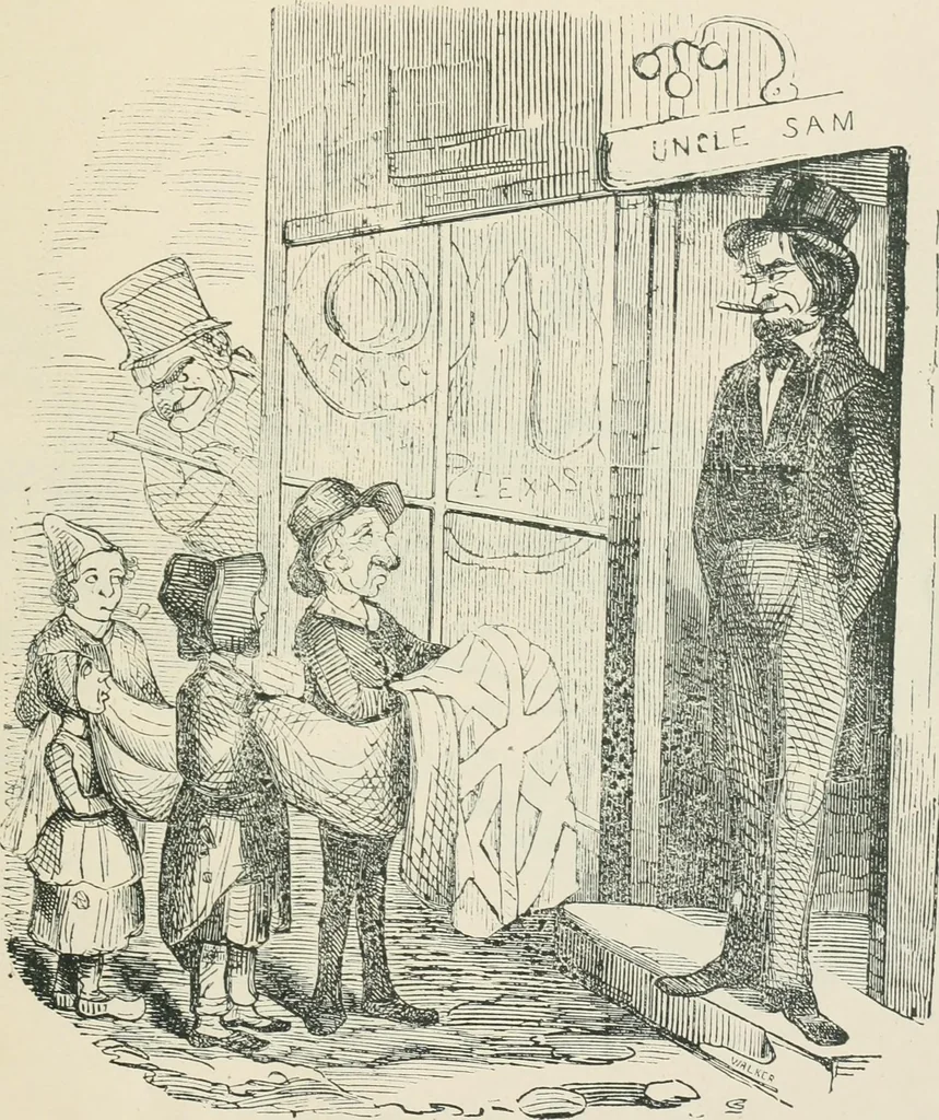 An illustration from A caricature history of Canadian politics : events from the union of 1841, as illustrated by cartoons from "Grip", and various other sources, 1886, leaf 52
