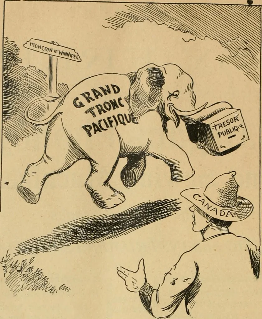 An illustration from Caricature politique au Canada = Free lance political caricature in Canada, 1904, leaf 103