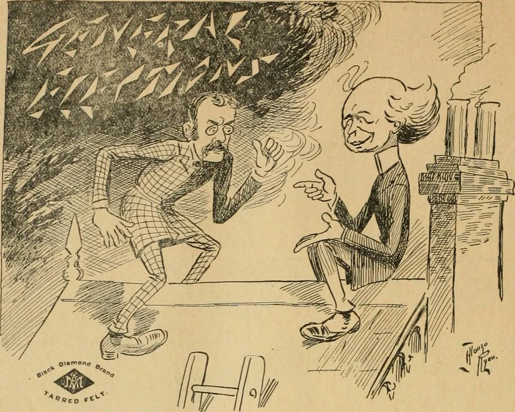 An illustration from Caricature politique au Canada = Free lance political caricature in Canada, 1904, leaf 105