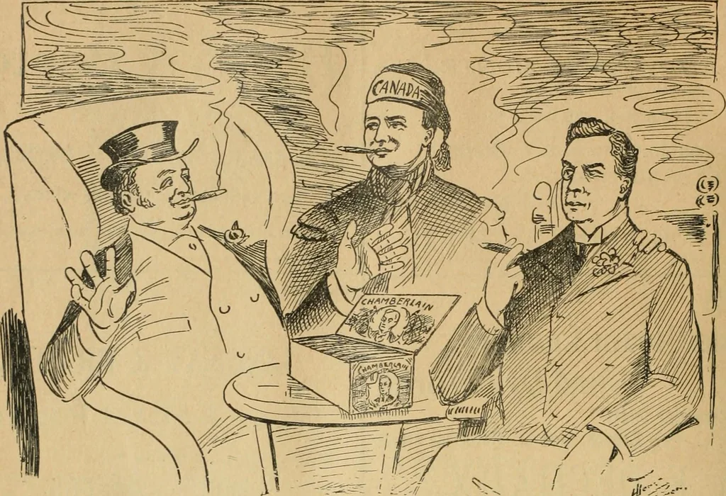 An illustration from Caricature politique au Canada = Free lance political caricature in Canada, 1904, leaf 107