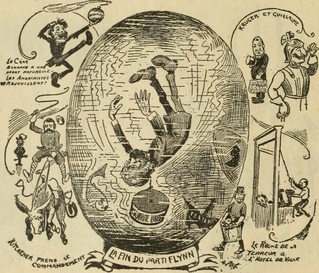 An illustration from Caricature politique au Canada = Free lance political caricature in Canada, 1904, leaf 11