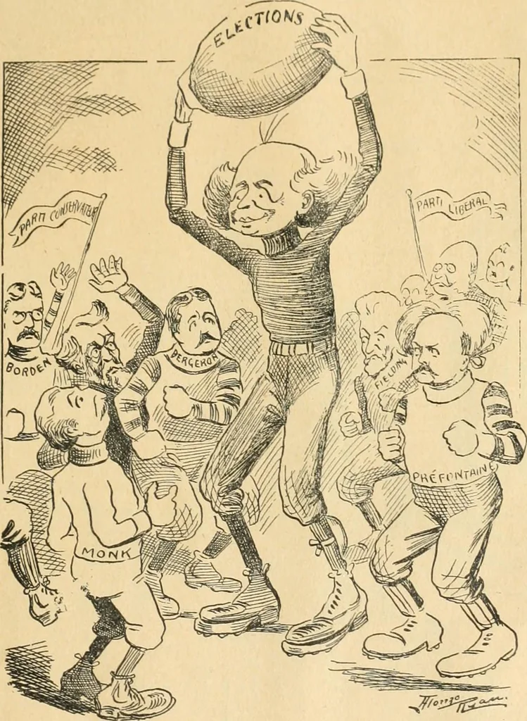 An illustration from Caricature politique au Canada = Free lance political caricature in Canada, 1904, leaf 110