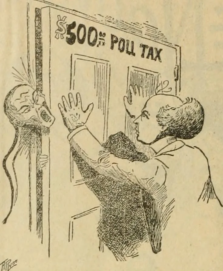 An illustration from Caricature politique au Canada = Free lance political caricature in Canada, 1904, leaf 13